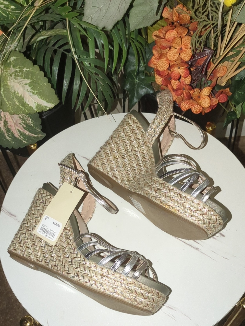 ❤️SALE❤️ MIA Silver Metallic Espadrille Wedge Sandals - Picture 6 of 10